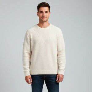 Goodthreads Men's 100% Cotton Fisherman's Cream Sweater Large